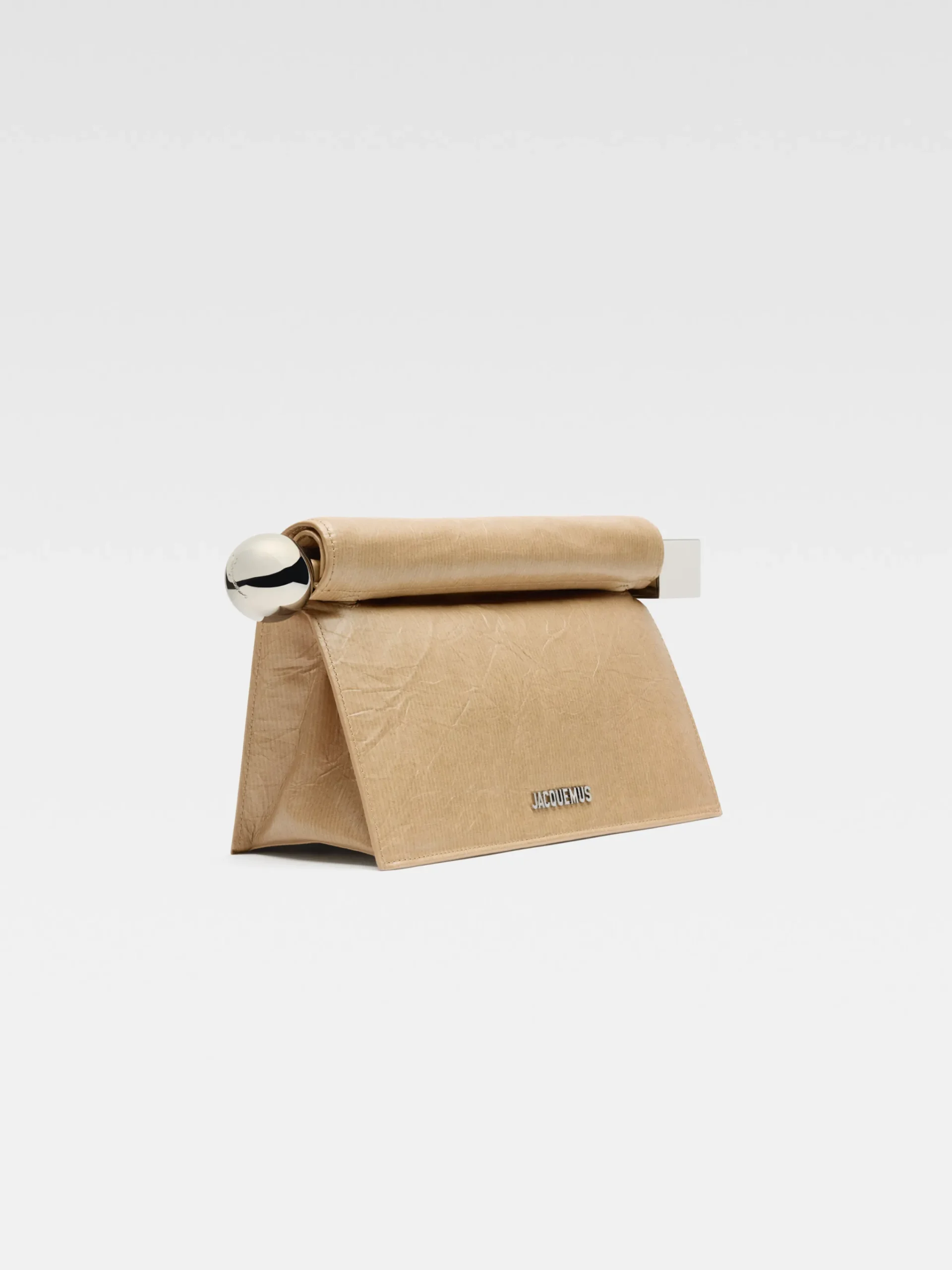 Discount Jacquemus De Rond Carré-clutch Beige