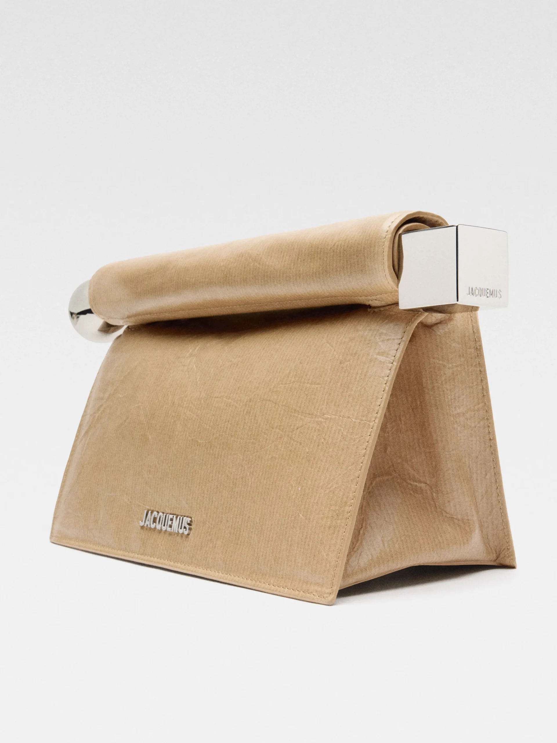 Discount Jacquemus De Rond Carré-clutch Beige