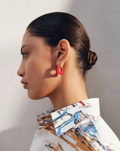 Fashion Jacquemus De Rond Carré oorbellen Red