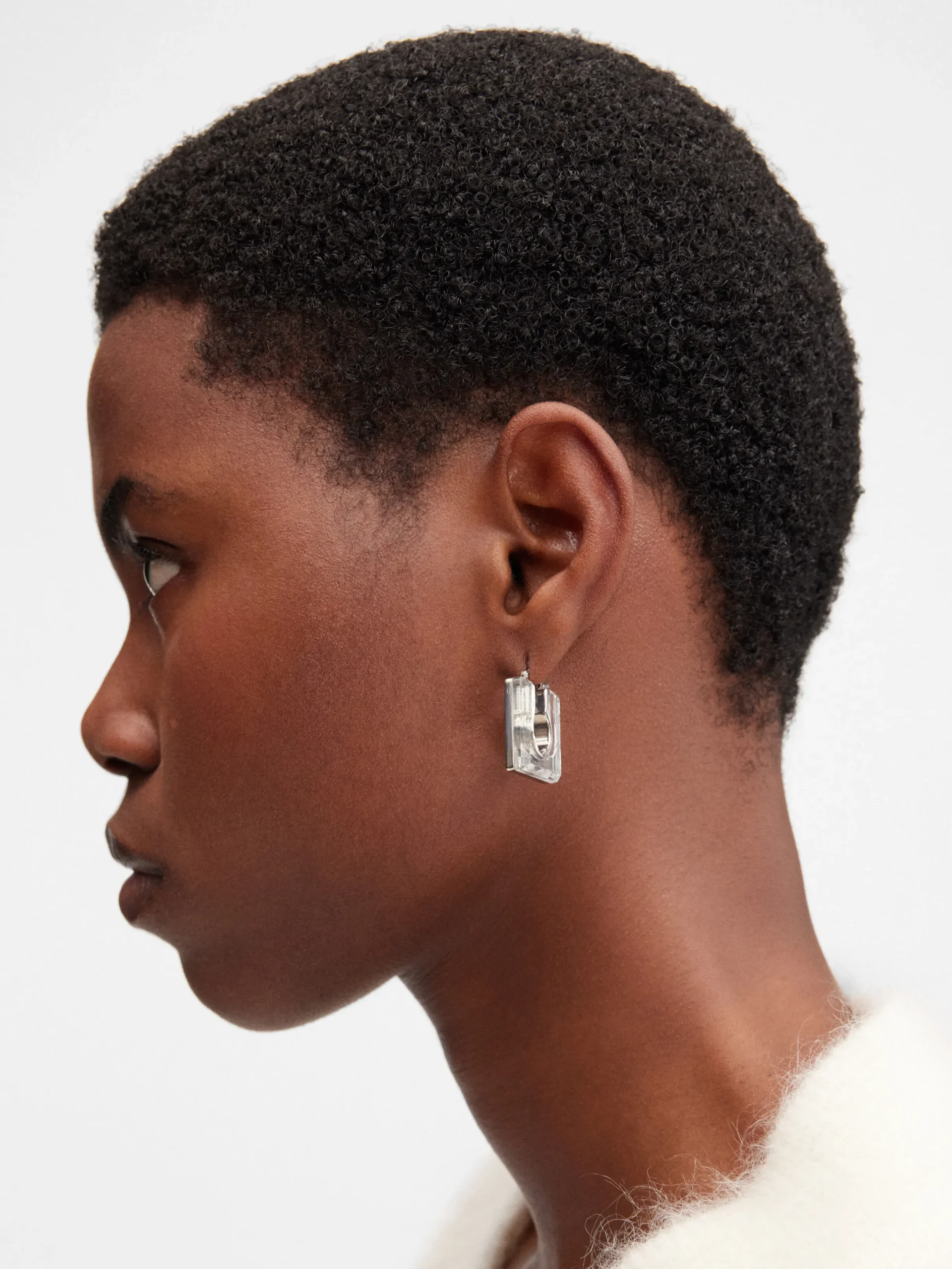Best Jacquemus De Rond Carré-oorbellen Silver/Transparent