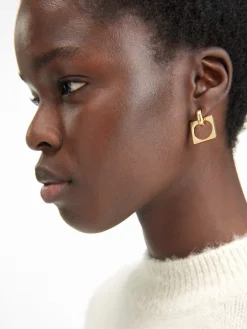 New Jacquemus De Rond Carr&eacute; oorhangers LightGold