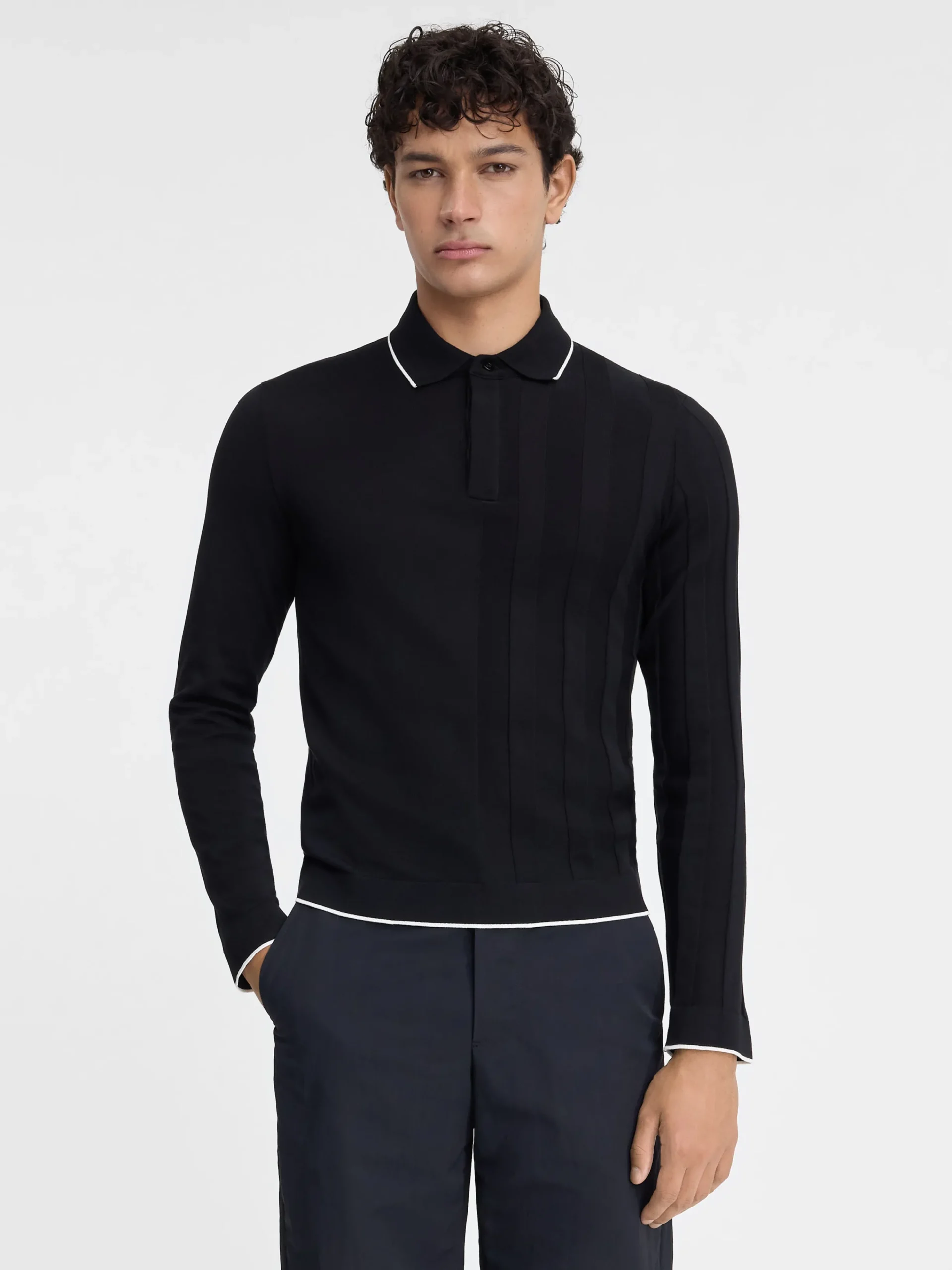 Discount Jacquemus De Tricot polo met lange mouwen Black