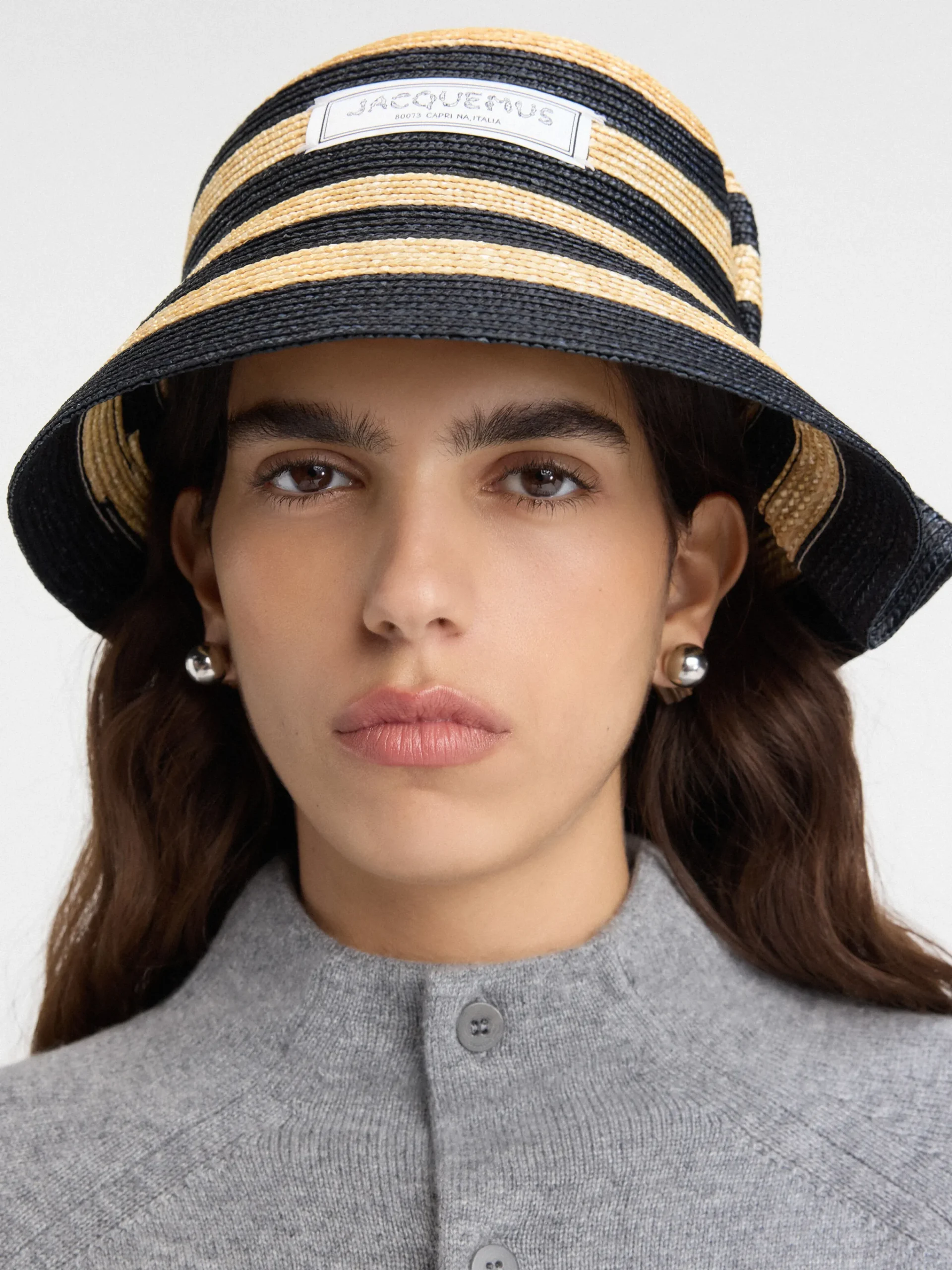 Fashion Jacquemus De Vela hoed Ivory/Black