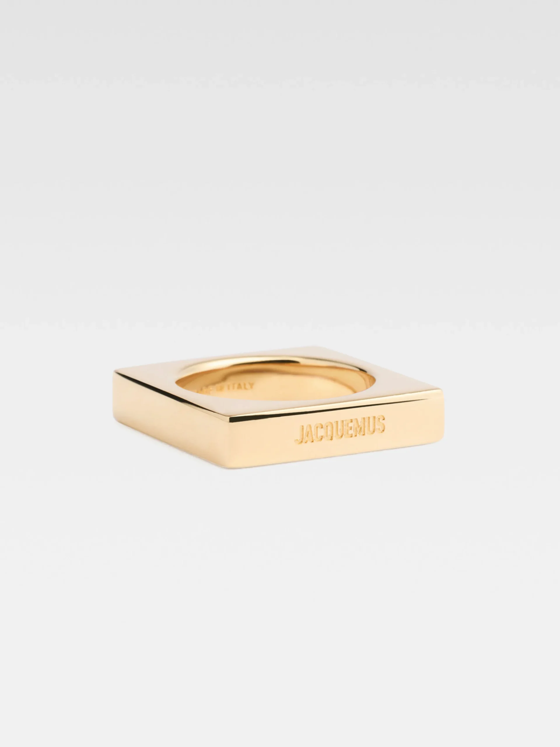 New Jacquemus De vierkante ring LightGold