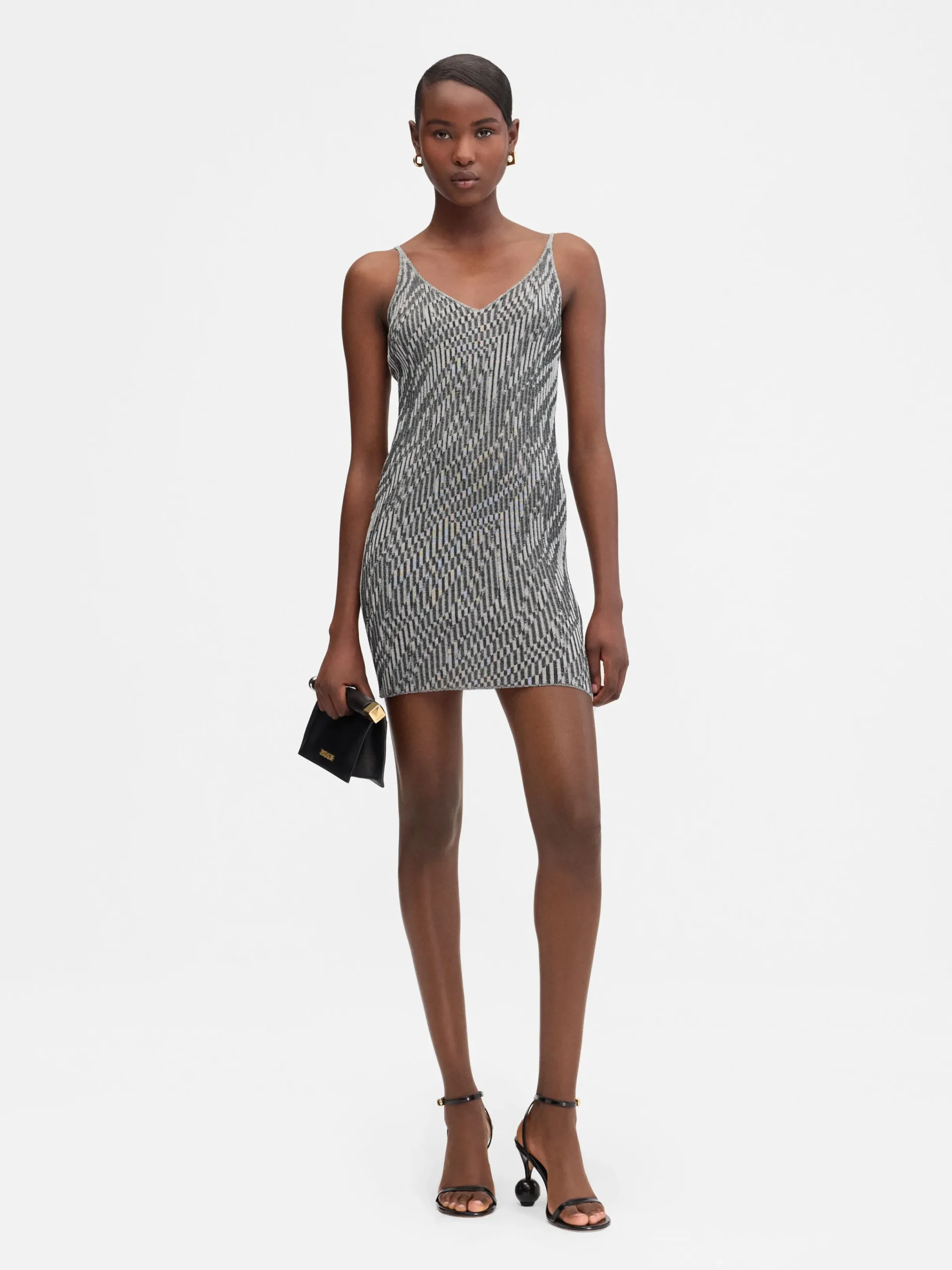 Fashion Jacquemus De Zebra gebreide mini jurk Black&WhiteZebra