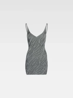 Fashion Jacquemus De Zebra gebreide mini jurk Black&WhiteZebra