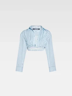 Outlet Jacquemus Het Bahia shirt met korte pasvorm PrintBlueStripes