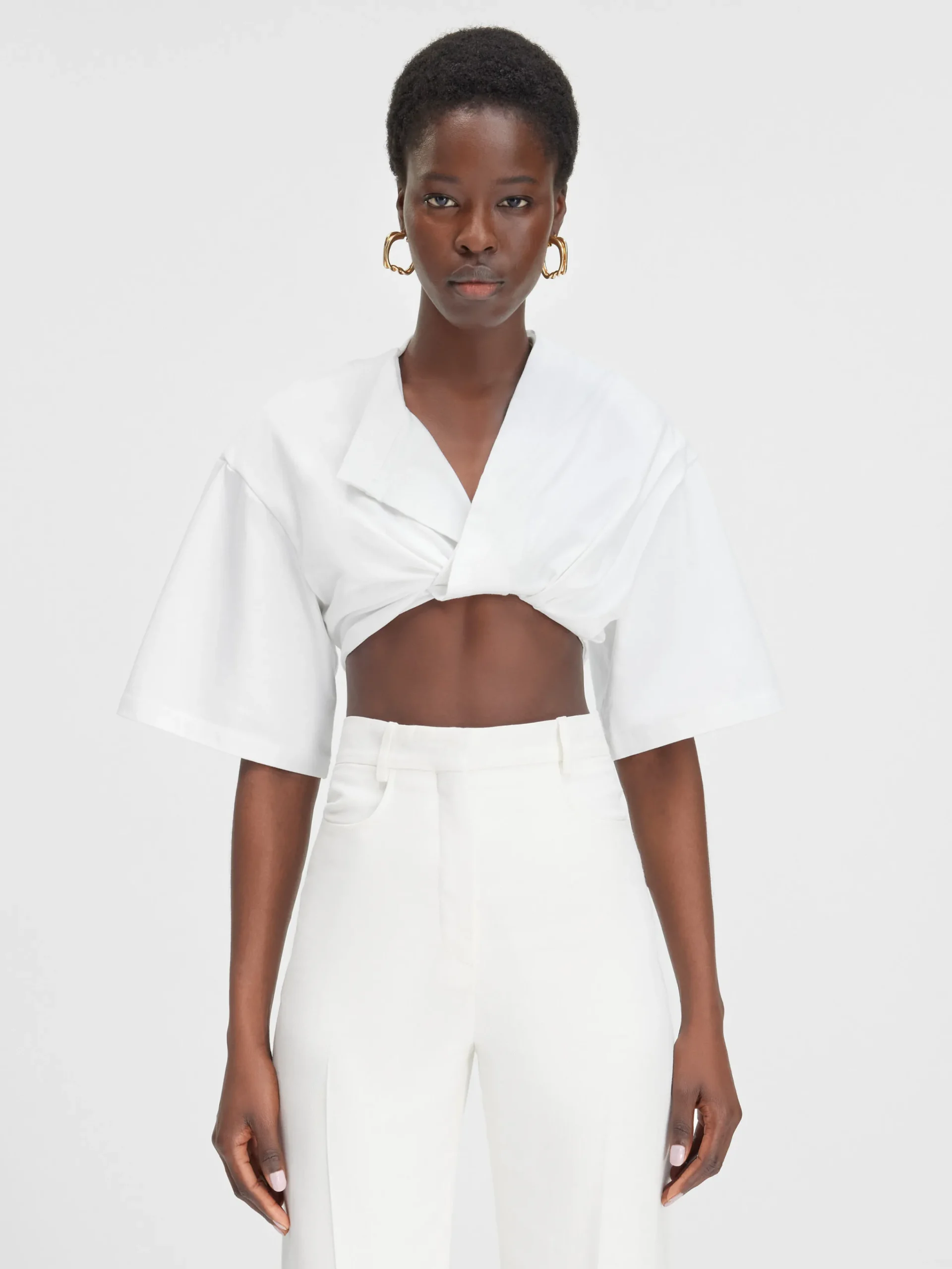 New Jacquemus Het Bahia T-shirt met korte pasvorm White