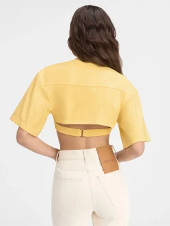 New Jacquemus Het Bahia T-shirt met korte pasvorm LightYellow