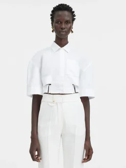 Sale Jacquemus Het Bari cropped shirt White