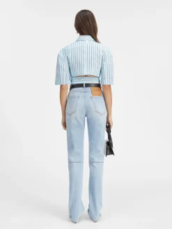 Clearance Jacquemus Het Bari cropped shirt PrintBlueStripes