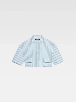 Clearance Jacquemus Het Bari cropped shirt PrintBlueStripes