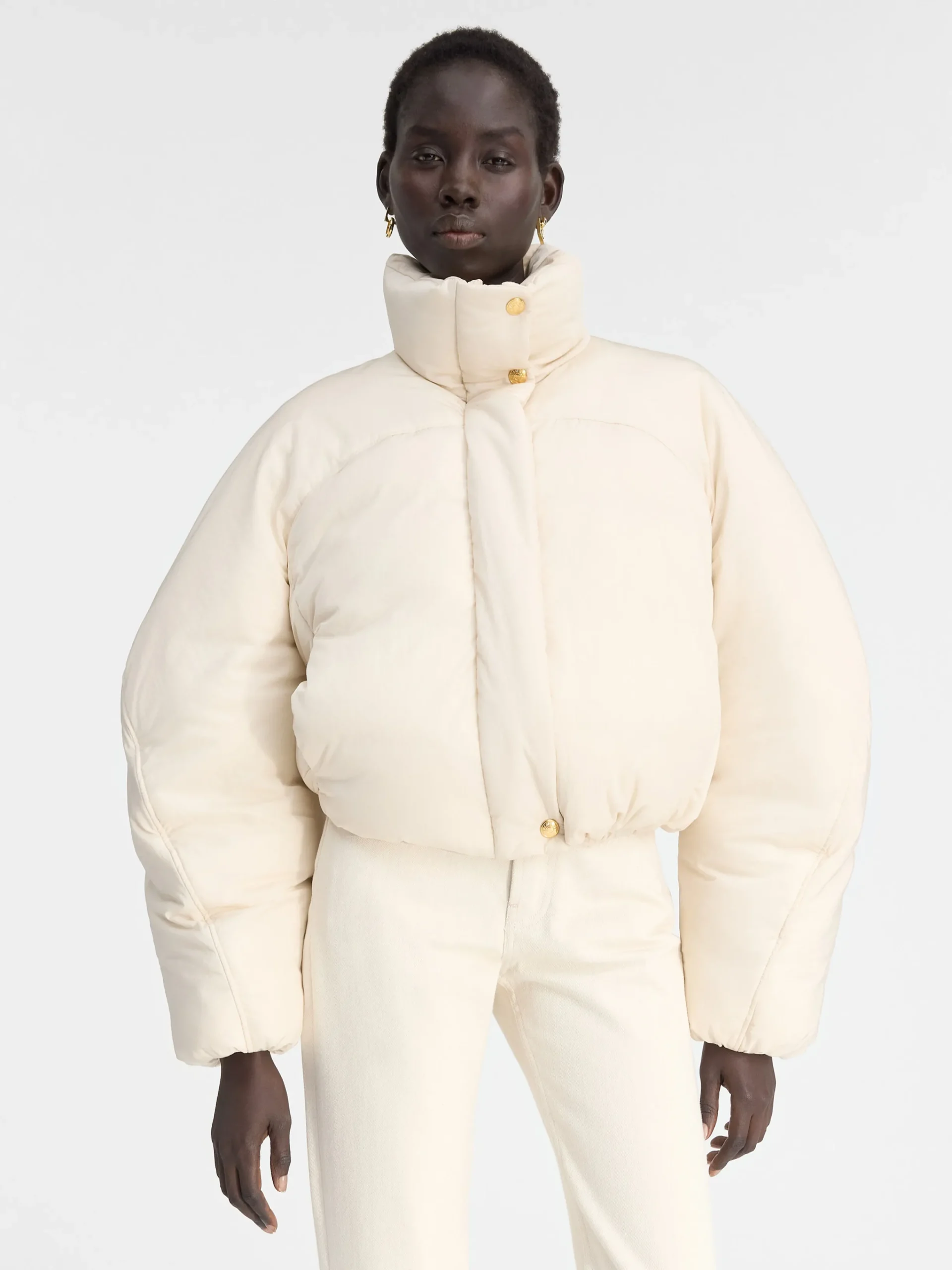 Best Jacquemus Het Caraco cropped gewatteerde jasje Off-White