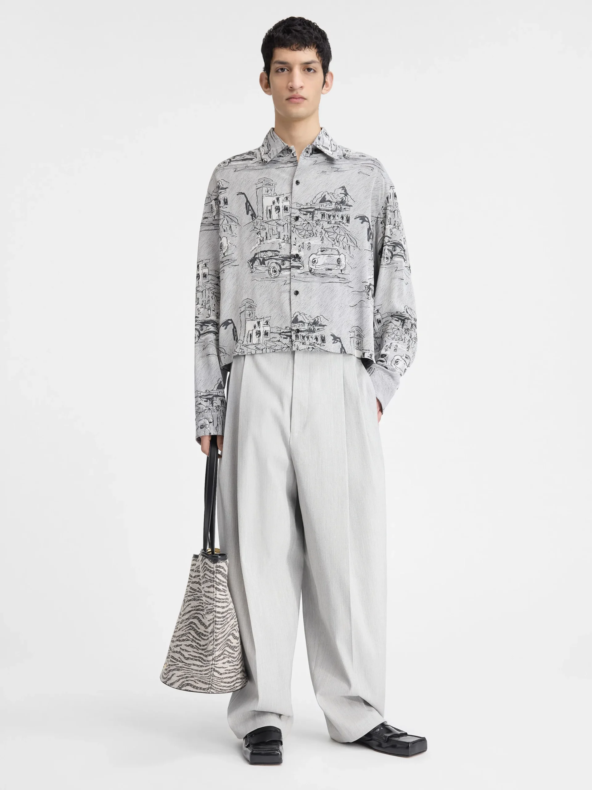 Online Jacquemus Het Corto shirt JacquardCapriCarsGrey