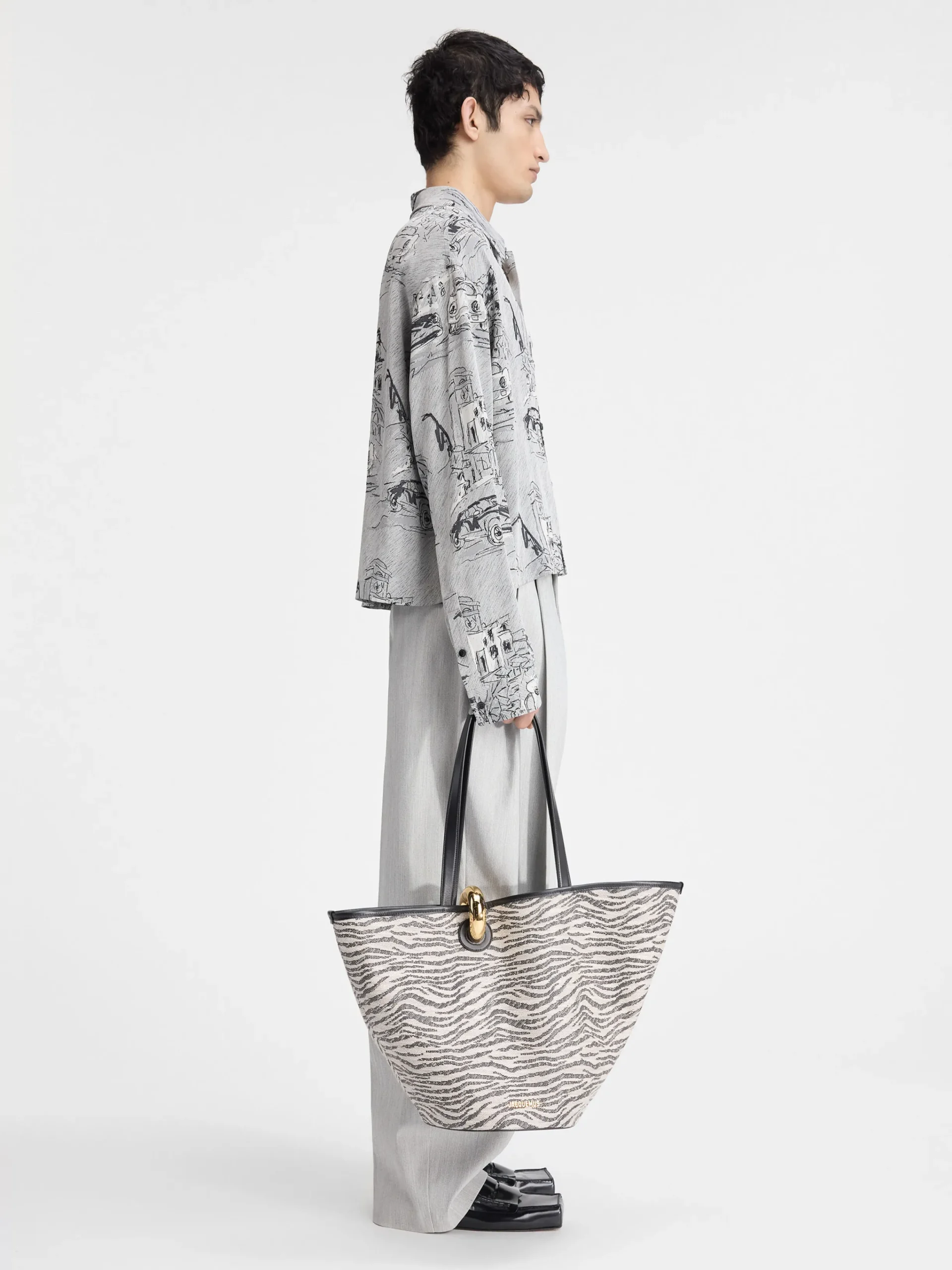 Online Jacquemus Het Corto shirt JacquardCapriCarsGrey
