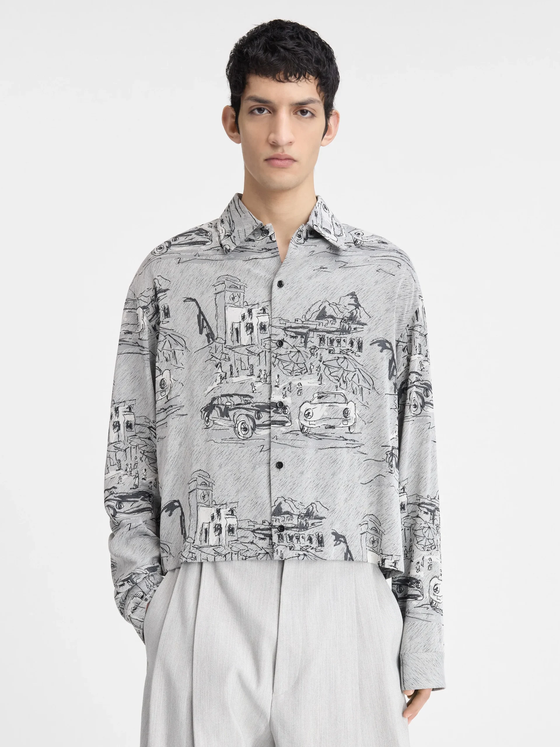 Online Jacquemus Het Corto shirt JacquardCapriCarsGrey