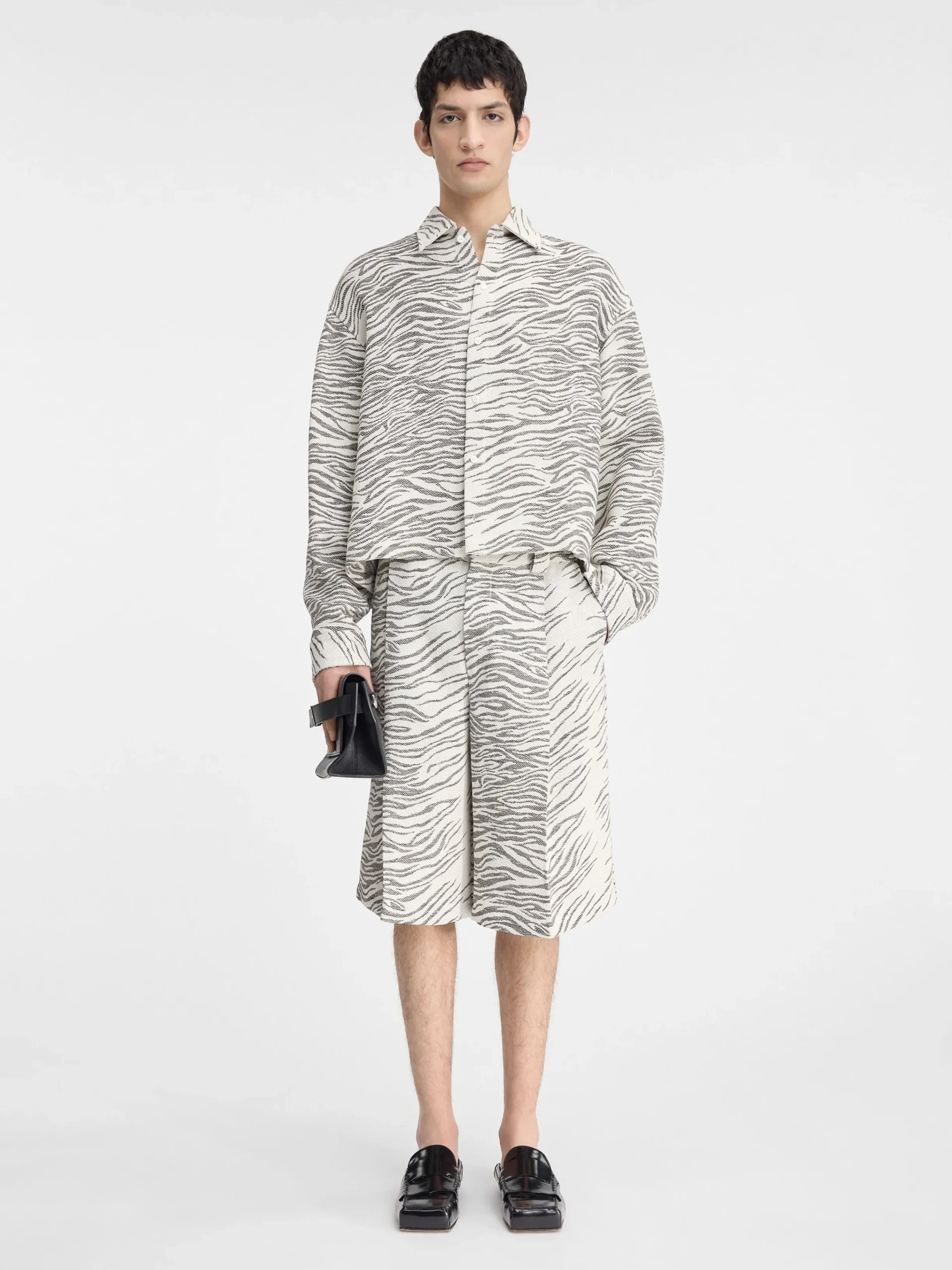 Online Jacquemus Het Corto shirt JacquardMottledZebraBlack