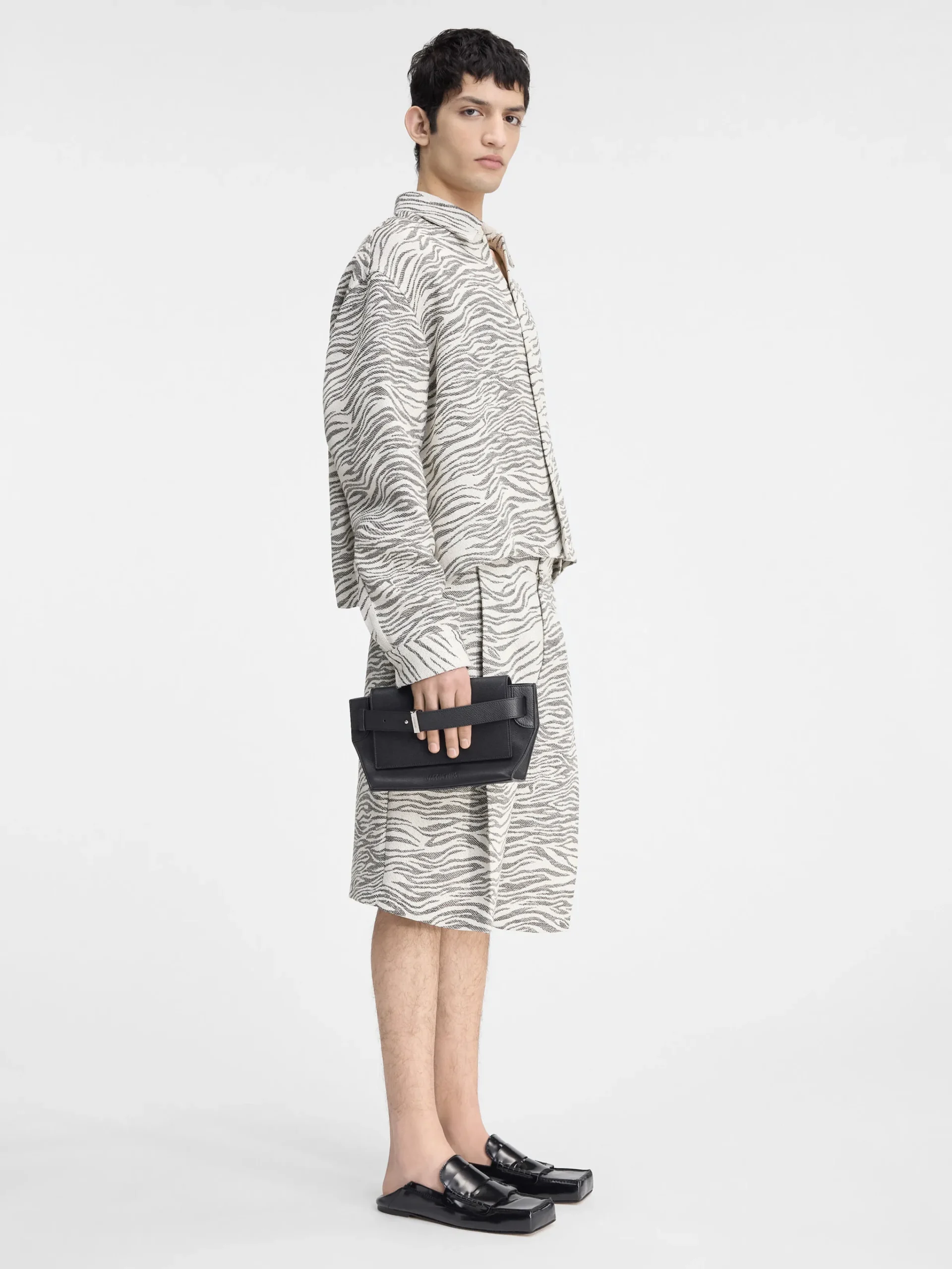Online Jacquemus Het Corto shirt JacquardMottledZebraBlack