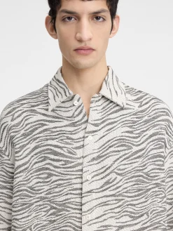 Online Jacquemus Het Corto shirt JacquardMottledZebraBlack