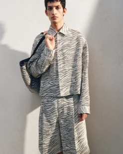 Online Jacquemus Het Corto shirt JacquardMottledZebraBlack