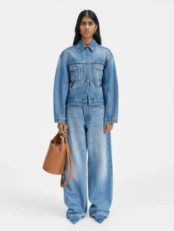 Online Jacquemus Het de-N&icirc;mes denim jack Blue/Tabac