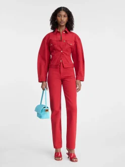 Outlet Jacquemus Het de-N&icirc;mes denim jack Red