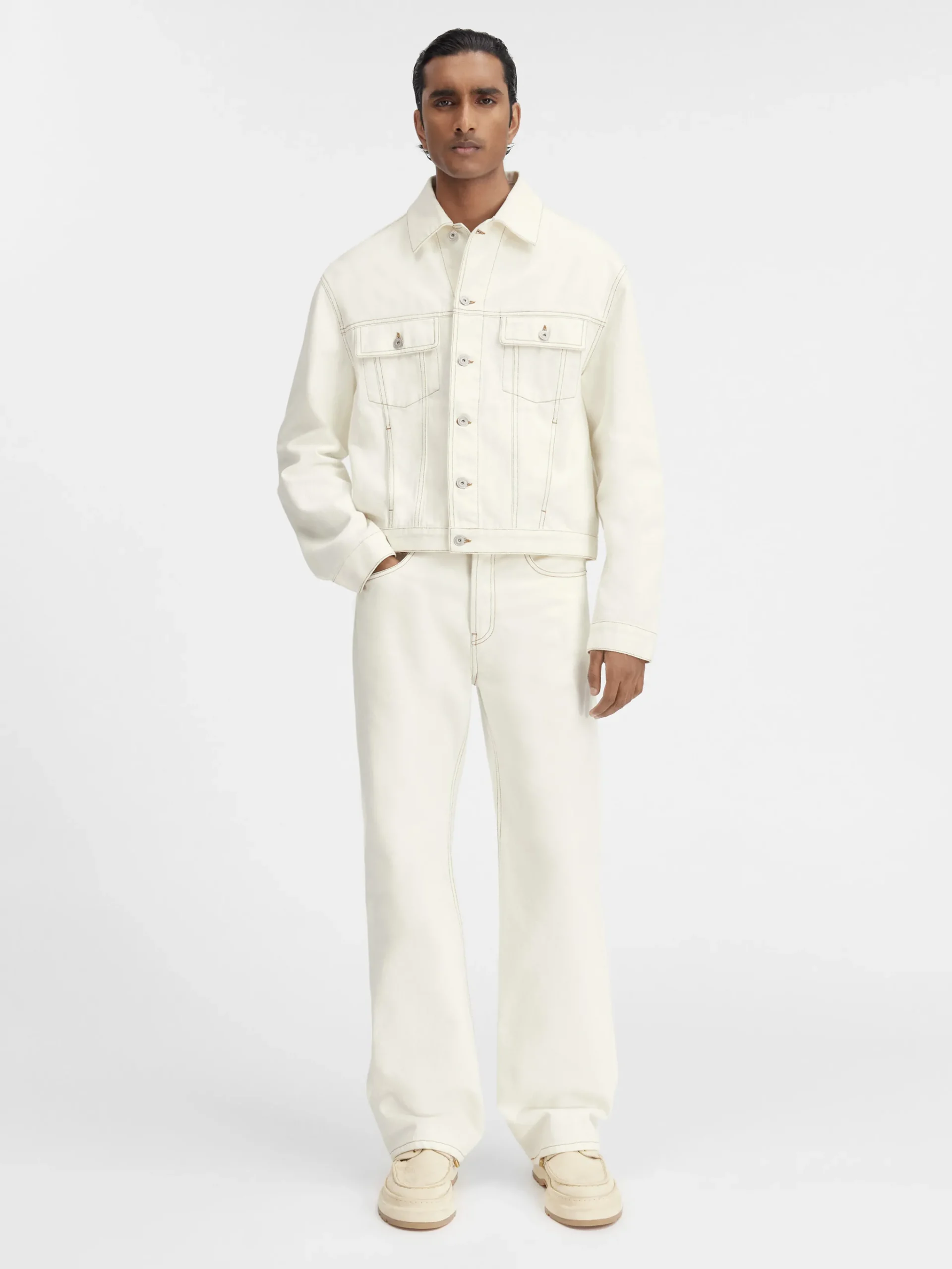 Fashion Jacquemus Het de-Nîmes denim jack Off-white/Tabac