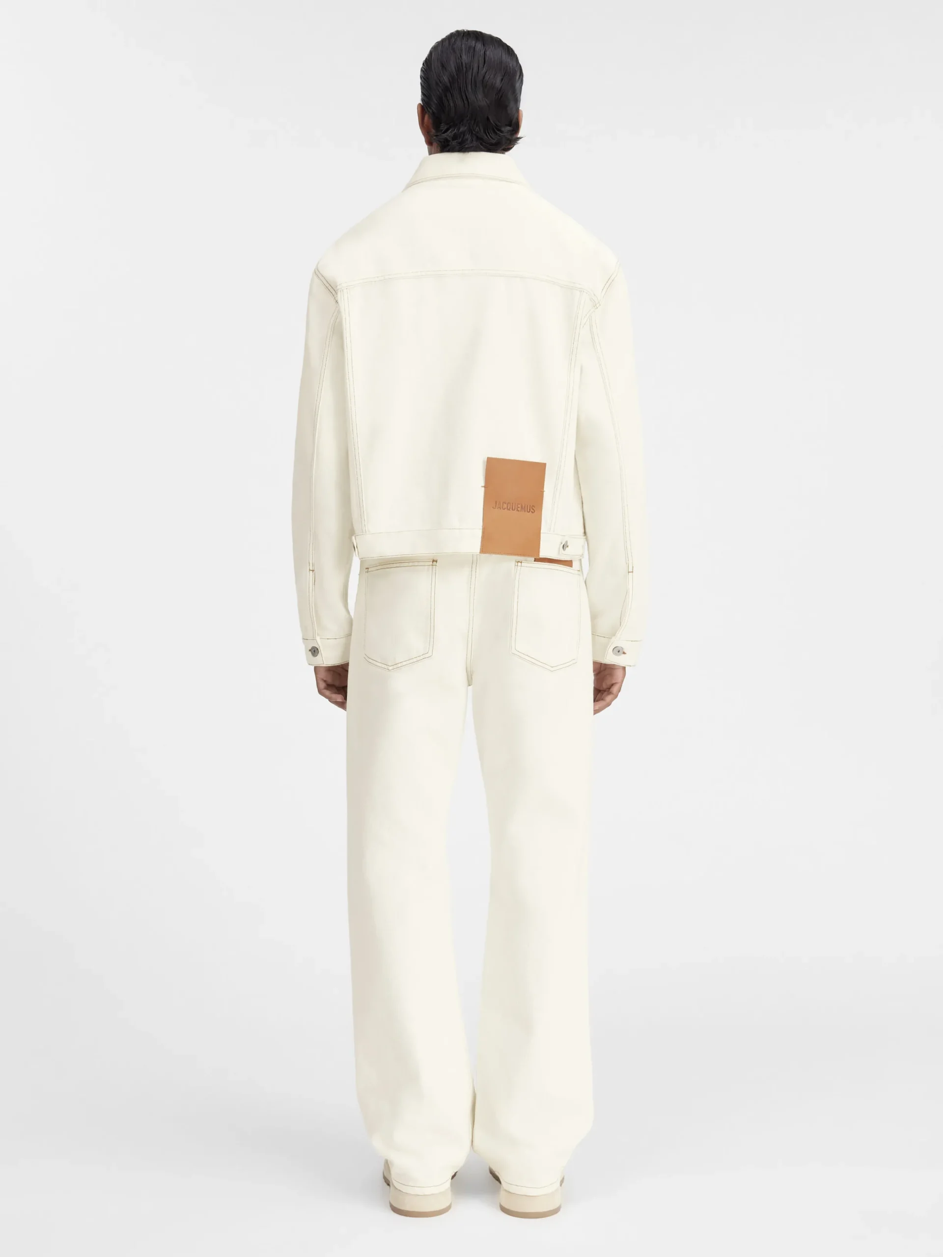 Fashion Jacquemus Het de-Nîmes denim jack Off-white/Tabac