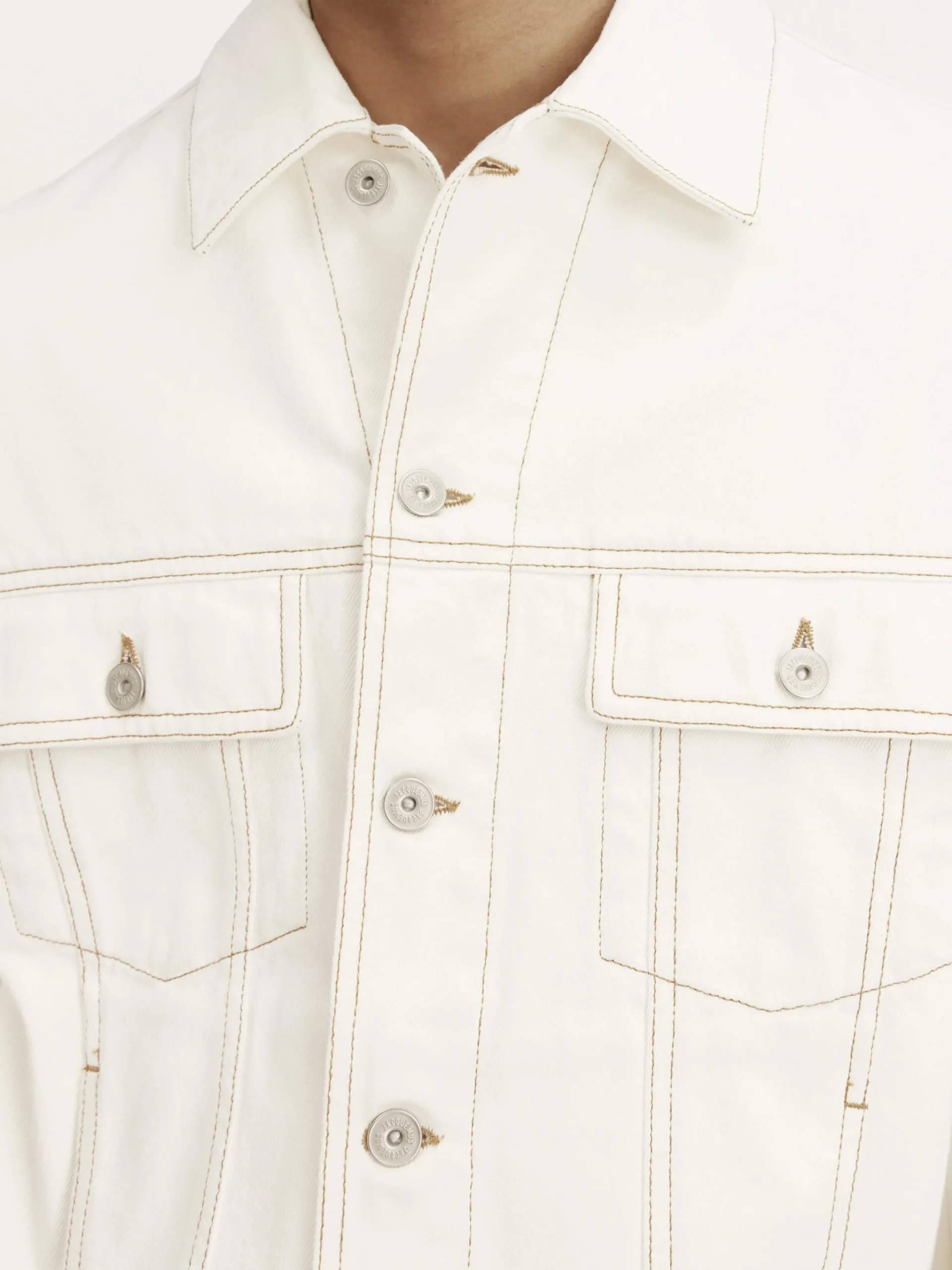 Fashion Jacquemus Het de-Nîmes denim jack Off-white/Tabac
