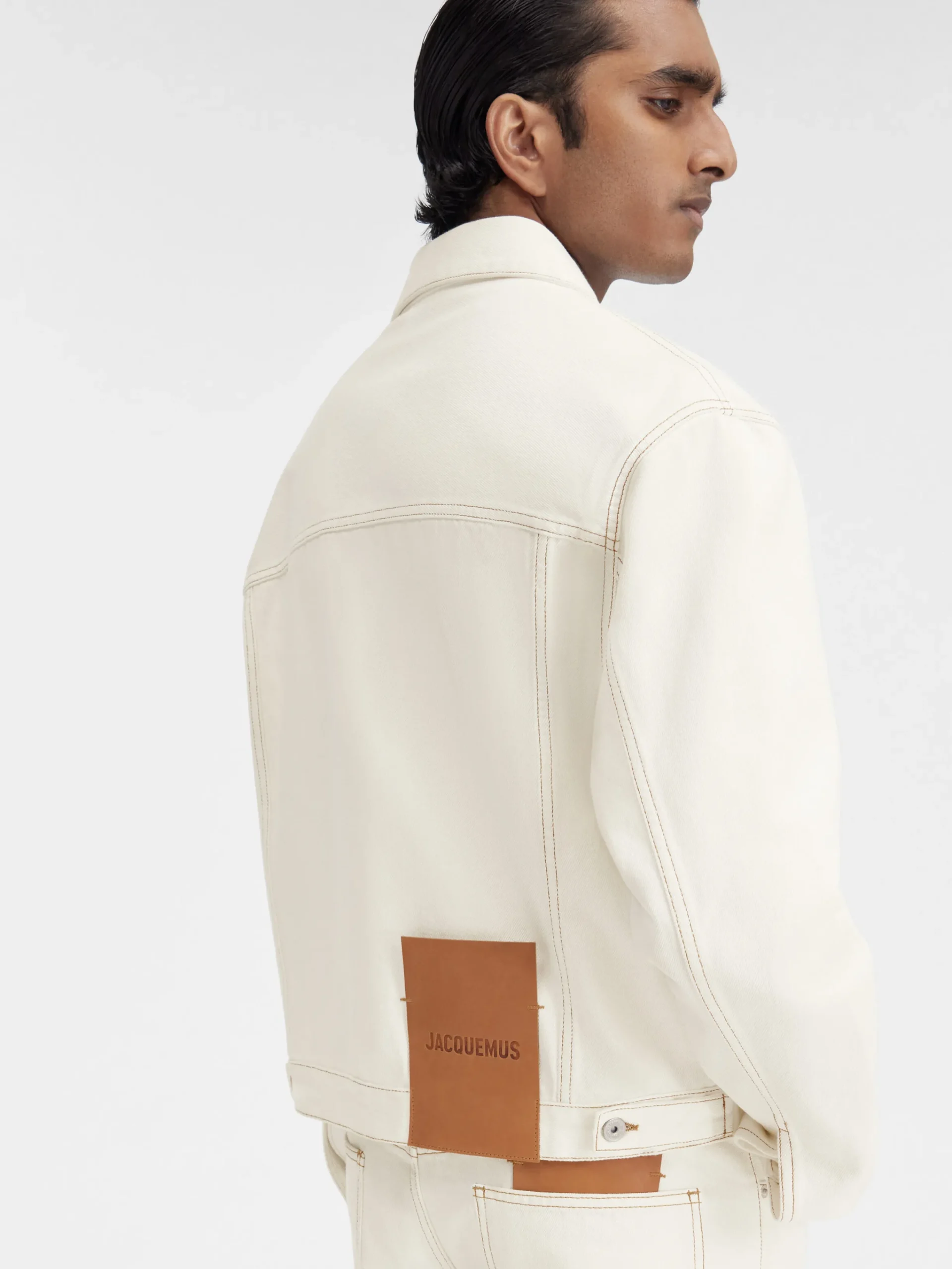 Fashion Jacquemus Het de-Nîmes denim jack Off-white/Tabac
