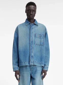 Hot Jacquemus Het de-N&icirc;mes denim shirt Blue/Tabac
