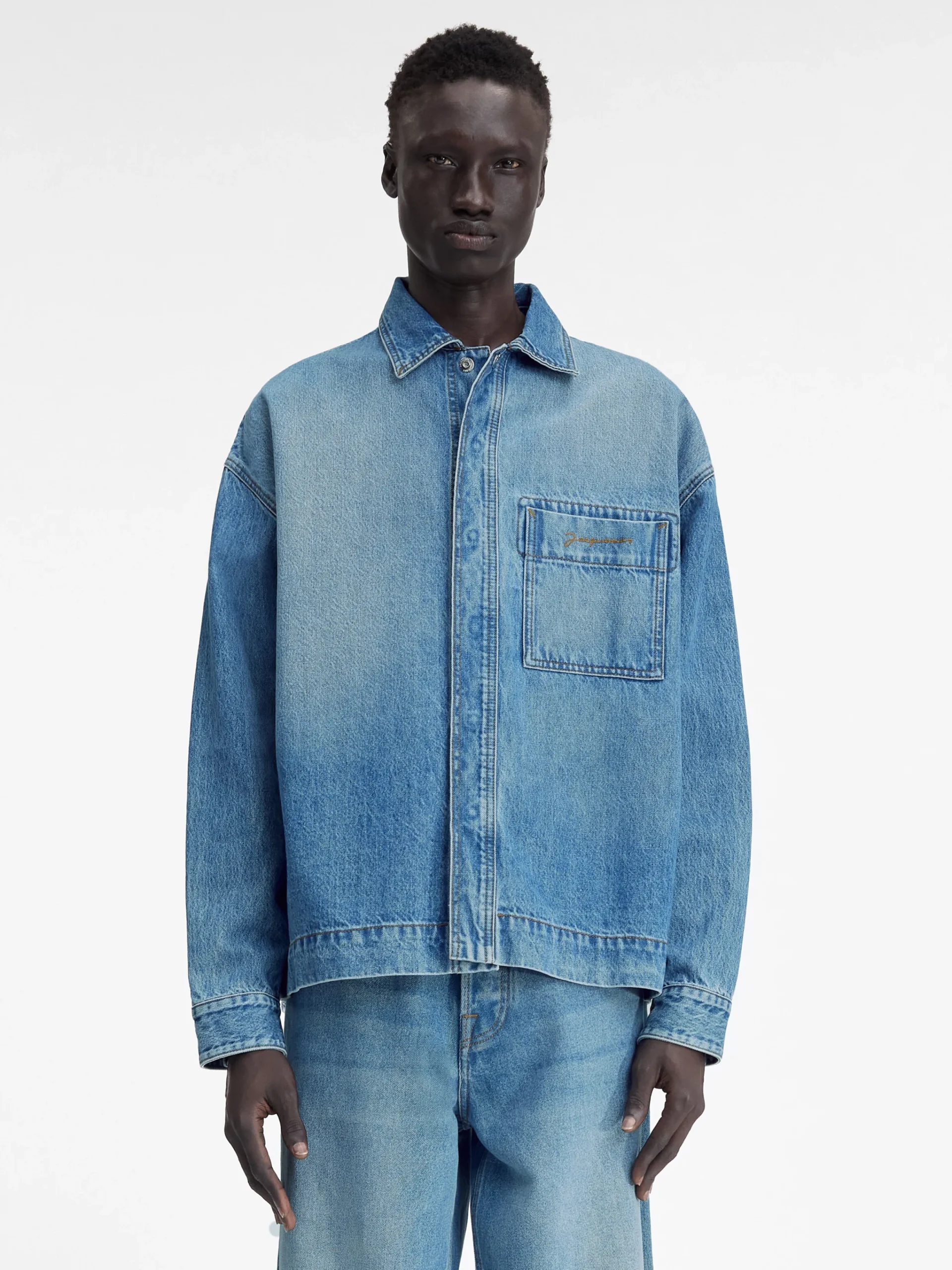 Hot Jacquemus Het de-Nîmes denim shirt Blue/Tabac