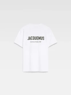 Fashion Jacquemus Het Dubai T-shirt met adres DubaiWhite