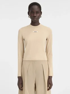 Hot Jacquemus Het Gros Grain T-shirt met lange mouwen Beige
