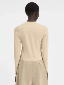 Hot Jacquemus Het Gros Grain T-shirt met lange mouwen Beige
