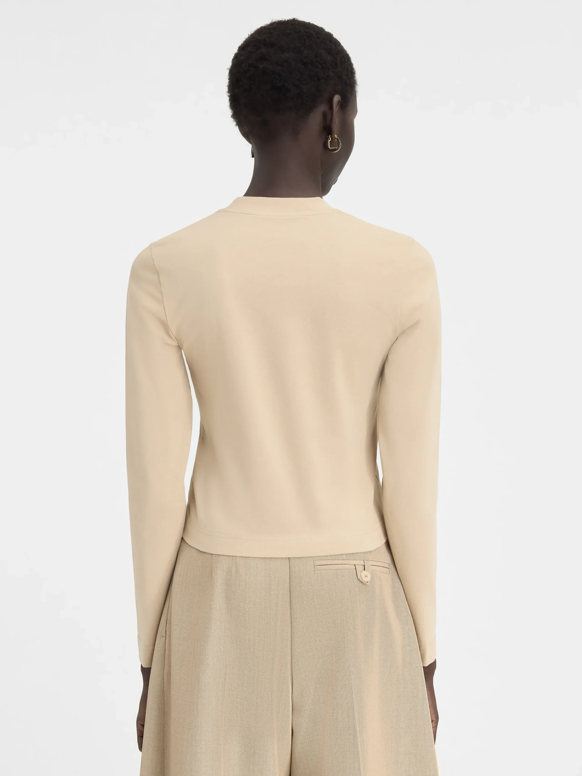 Hot Jacquemus Het Gros Grain T-shirt met lange mouwen Beige