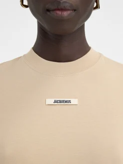 Hot Jacquemus Het Gros Grain T-shirt met lange mouwen Beige