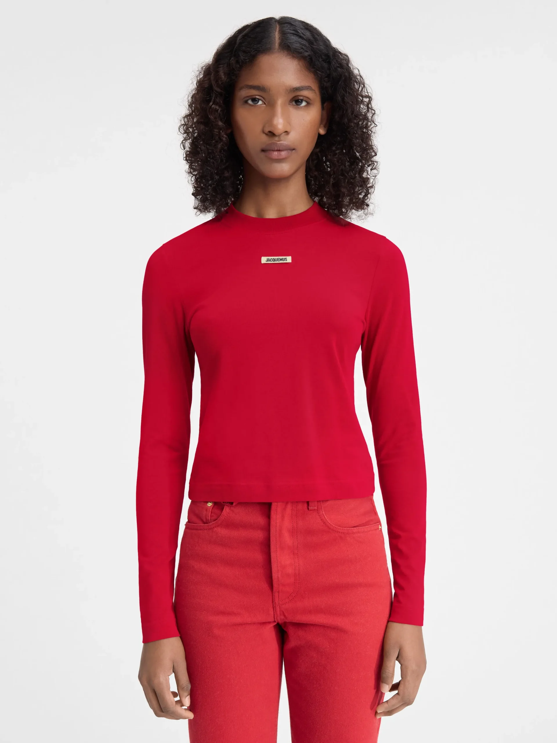 Clearance Jacquemus Het Gros Grain T-shirt met lange mouwen DarkRed