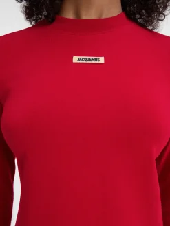 Clearance Jacquemus Het Gros Grain T-shirt met lange mouwen DarkRed