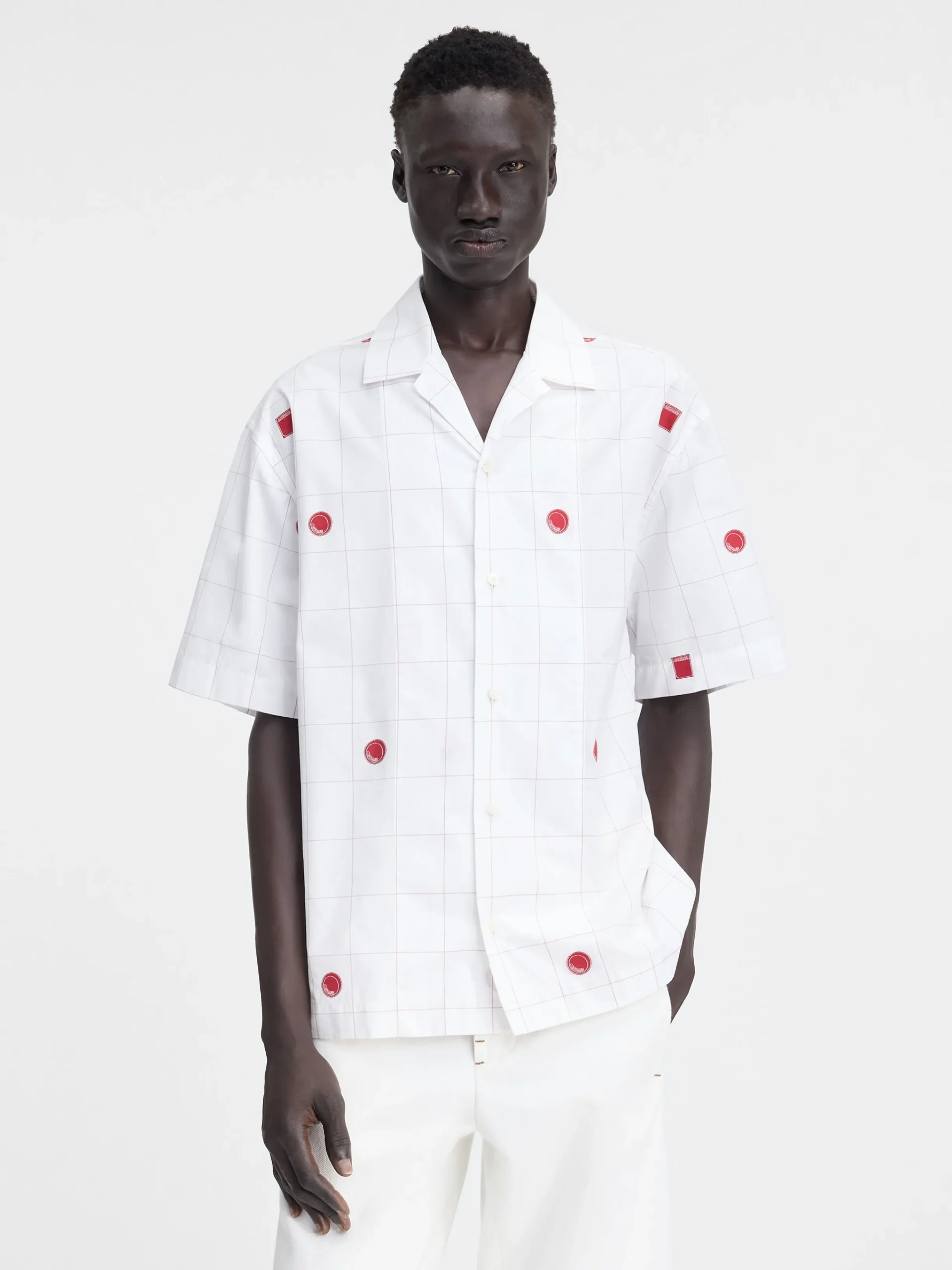 Best Jacquemus Het Jean shirt JacquardLabCheckRedWhite