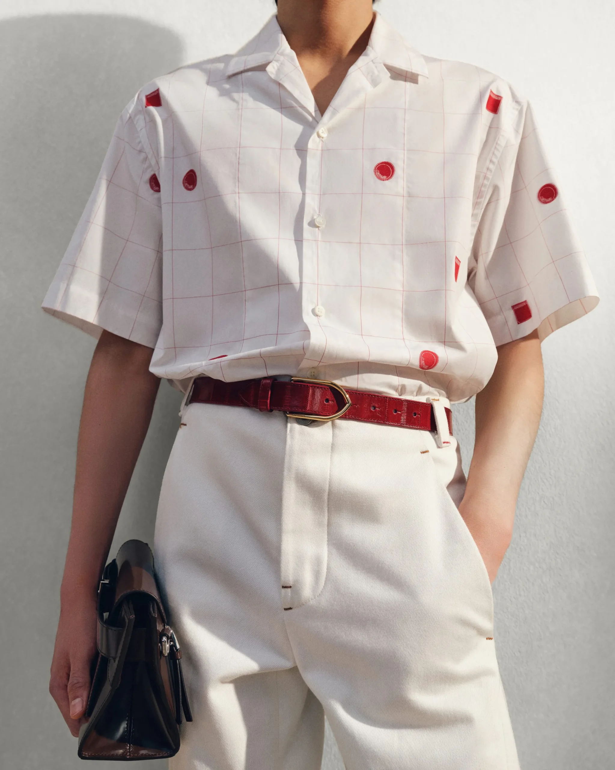 Best Jacquemus Het Jean shirt JacquardLabCheckRedWhite