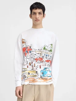 Discount Jacquemus Het Largo T-shirt met lange mouwen PrintCapriCarsWhite