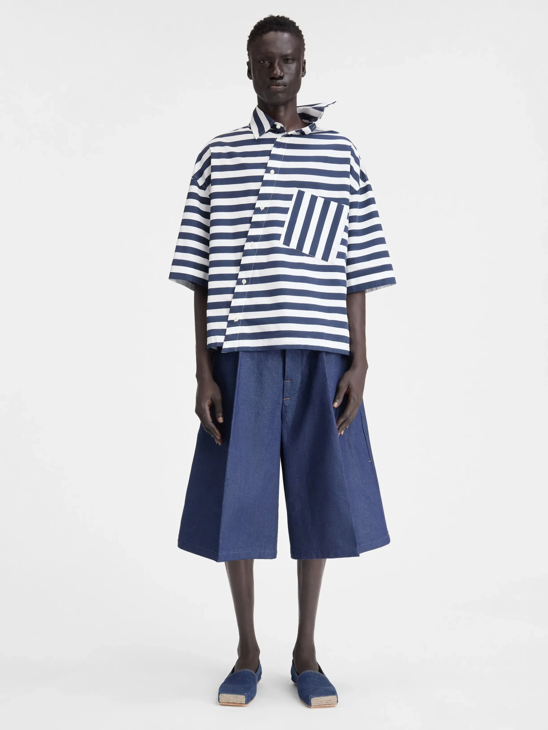 Sale Jacquemus Het Pablo shirt met korte mouwen PrintWhite&BlueStripes