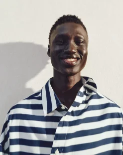 Sale Jacquemus Het Pablo shirt met korte mouwen PrintWhite&BlueStripes