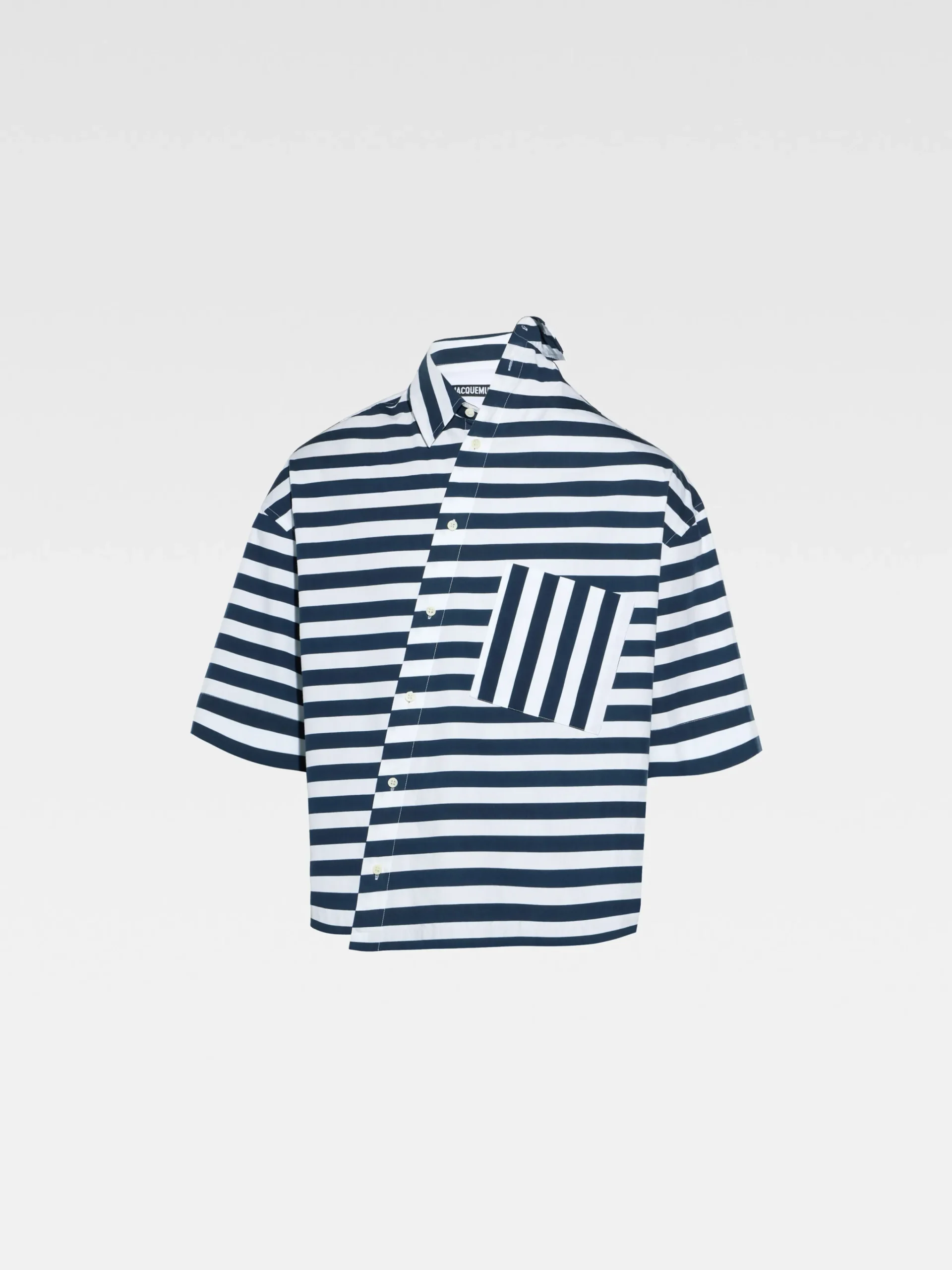 Best Jacquemus Het Pablo shirt met korte mouwen PrintWhite&BlueStripes