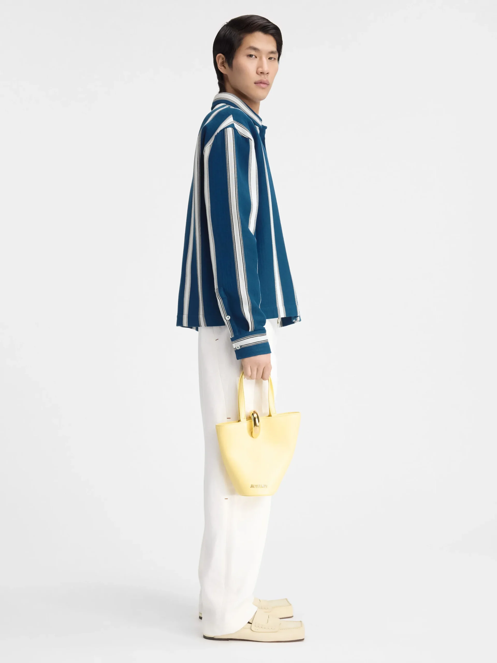 Fashion Jacquemus Het Papier shirt JacquardLogoStripesWhite
