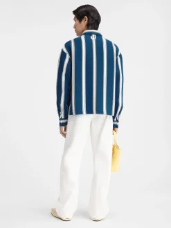 Fashion Jacquemus Het Papier shirt JacquardLogoStripesWhite