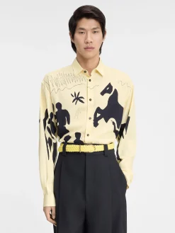Clearance Jacquemus Het Simon shirt PrintHorseSceneYellow