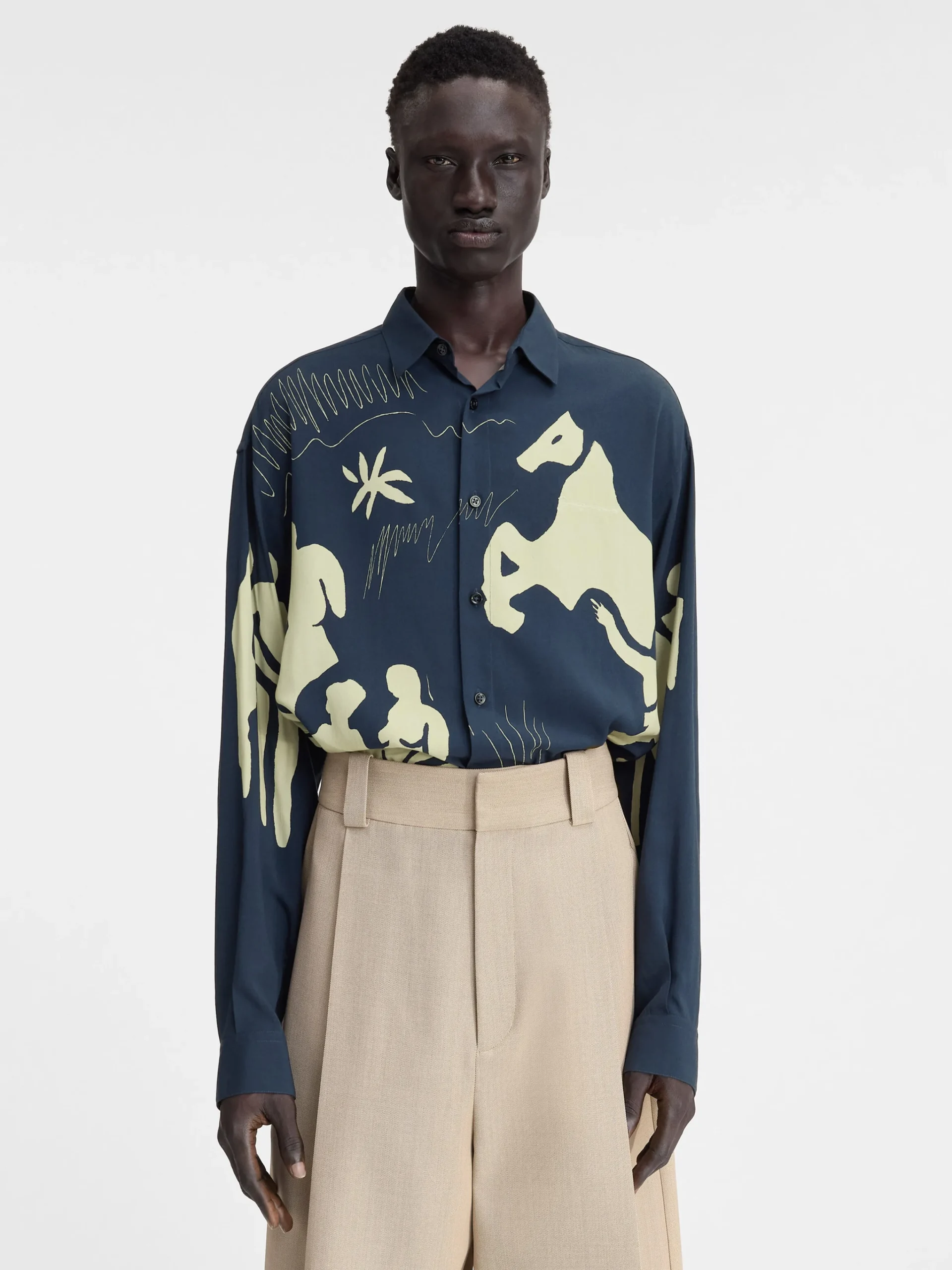 Hot Jacquemus Het Simon shirt PrintHorseSceneNavy