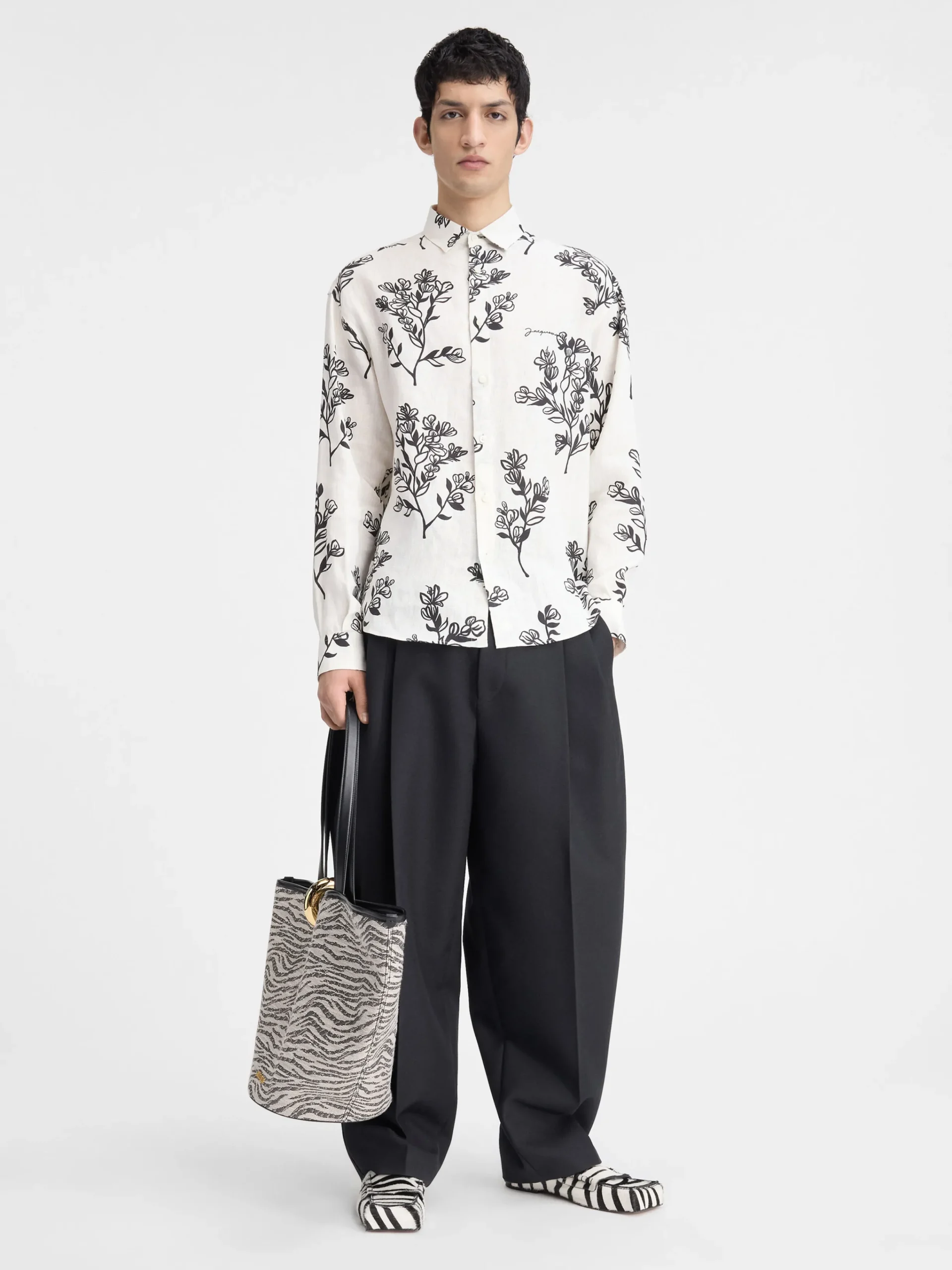 Discount Jacquemus Het Simon shirt PrintBlackFlowers
